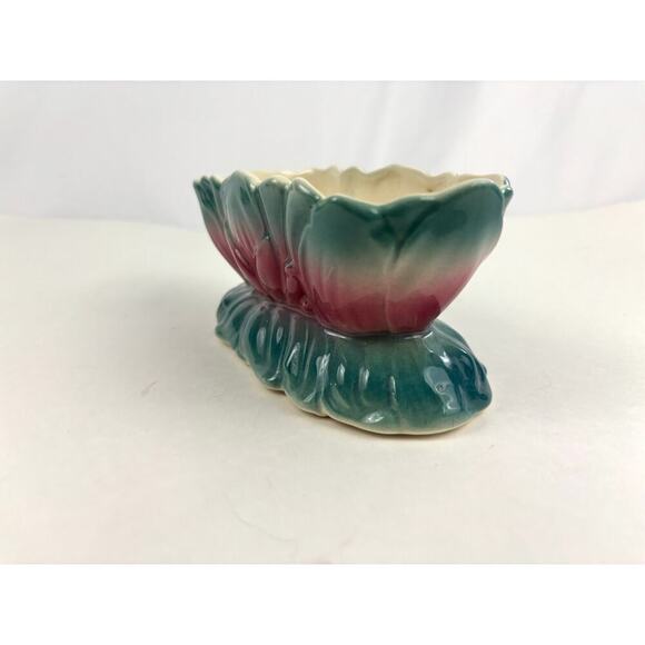 VTG Royal Copley Ceramic Pink & Blue Tulip Floral Pottery Planter Art Nouveau - Picture 12 of 16